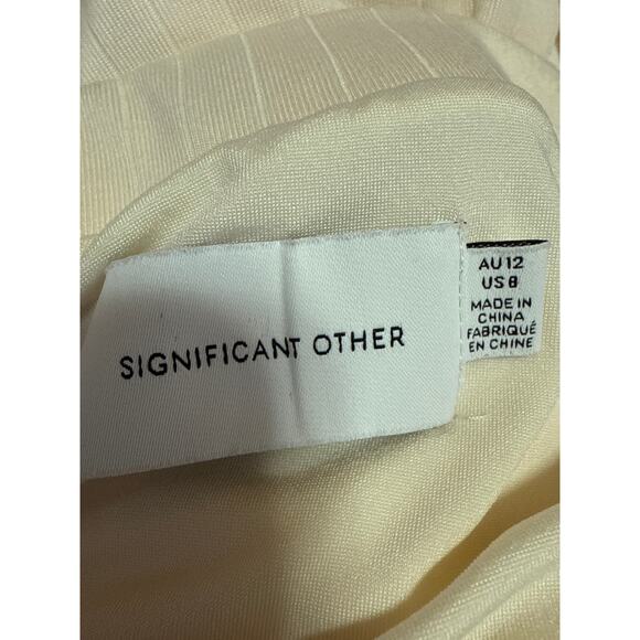 Significant Other Odelia Women's Cream White Draped Rib Knit Midi Maxi Skirt 8 - Picture 5 of 6